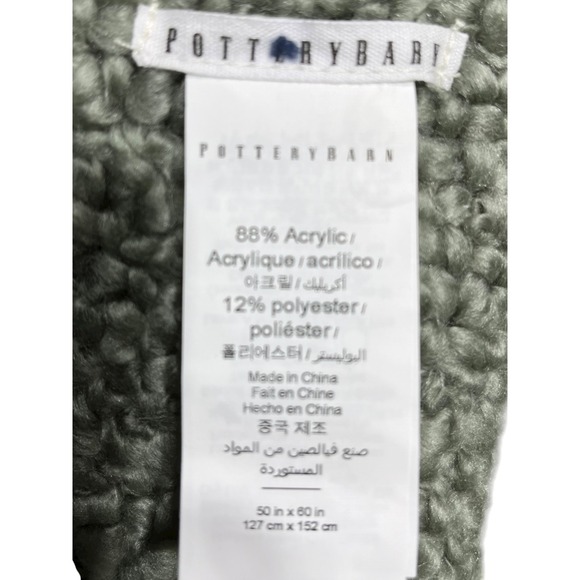 Pottery Barn Other - Pottery Barn Throw Blanket Chenille Texture Fringe muted olive 50x60
